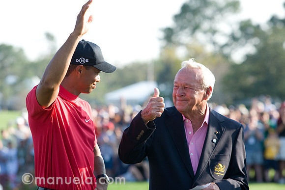 Tiger Woods and Arnold Palmer