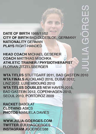 Julia Goerges Autograph Card 2016