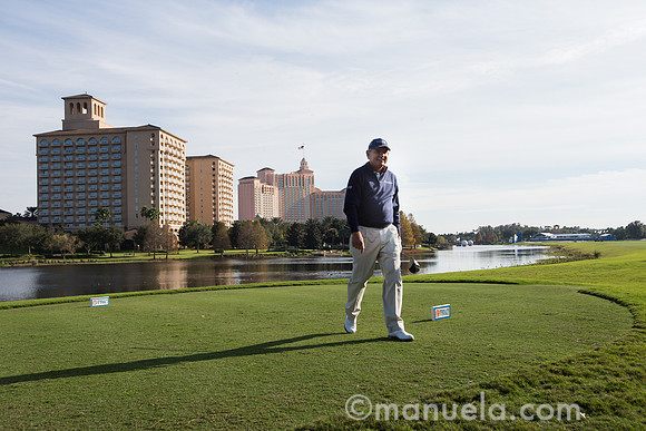 Nick Price on the 18th tee
