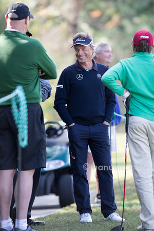 Bernhard Langer entertaining Amateurs on the 14th tee