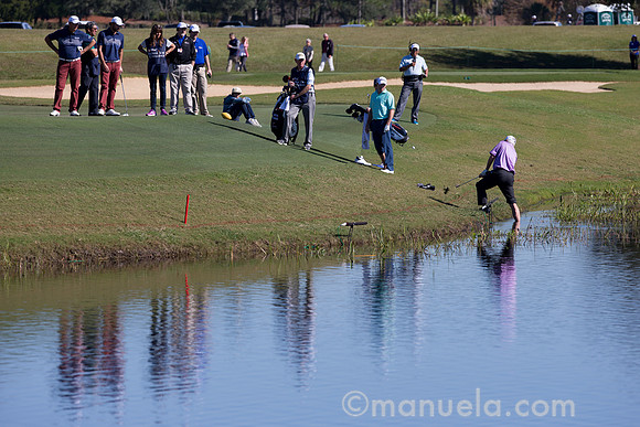 Curtis and Thomas Strange on the 17th fairway