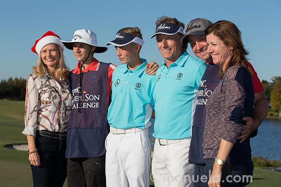 Bernhard and Jason Langer with caddies and wives