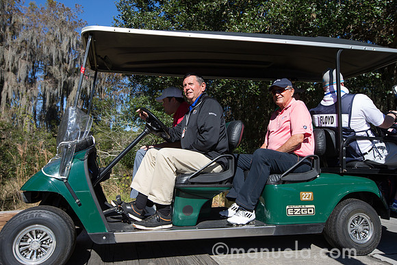 Raymond and Robert Floyd on their way to the 9th tee