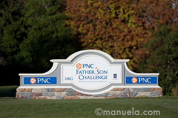 PNC Father Son Challenge logo on the 18th tee