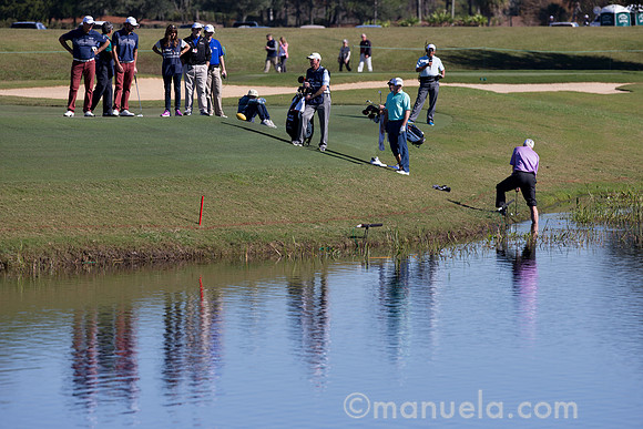 Curtis and Thomas Strange on the 17th fairway