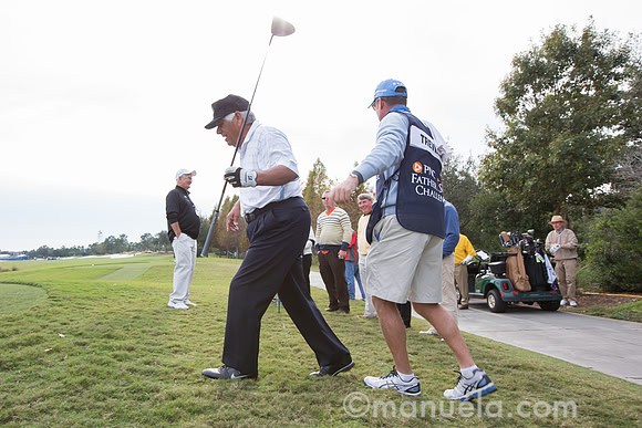 Lee Trevino stepping onto the 18th tee