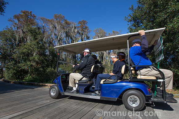 Bernhard and Jason Langer on their way to the 9th tee