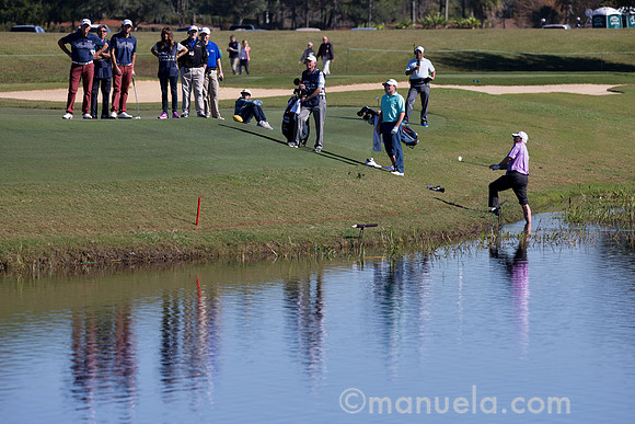 Curtis and Thomas Strange on the 17th fairway